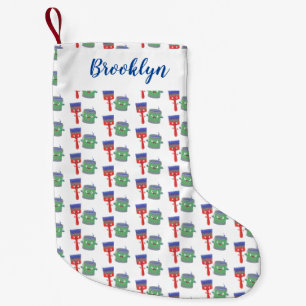 Meia De Natal Pequena Pincel de pintura e personagens de desenho animado