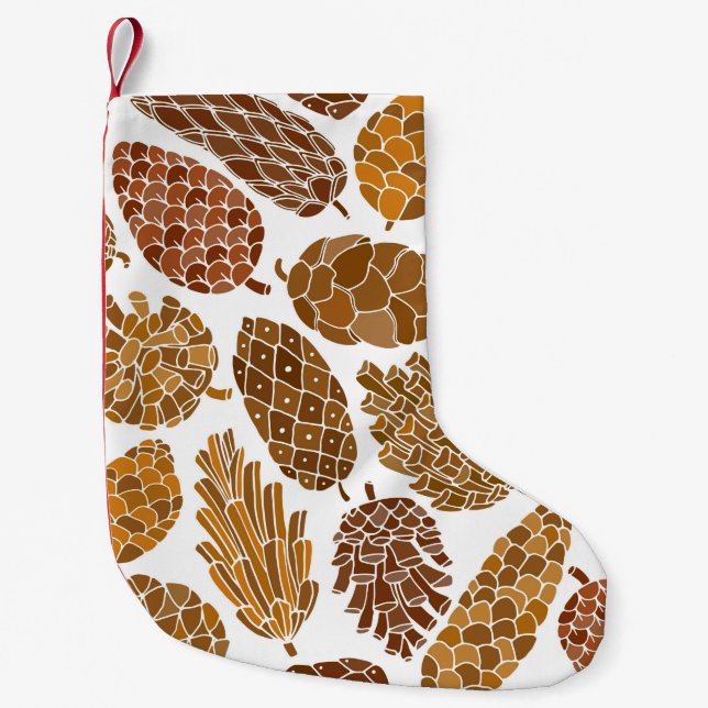 Meia De Natal Pequena Pine cones seamless pattern (Frente)