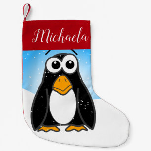 Meia De Natal Pequena Pinguim bonito com flocos de neve Blue Sky Kids Na