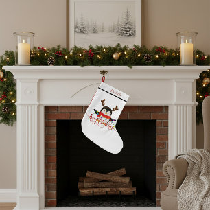 Meia De Natal Pequena Pinguim de Natal