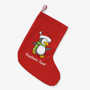 Meia De Natal Pequena Pinguim de Natal andando na neve