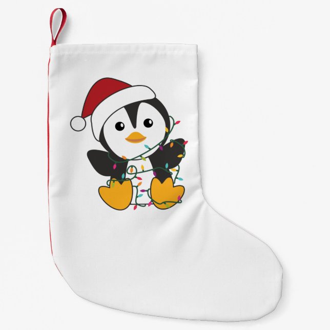 Meia De Natal Pequena Pinguim Natal Neve Animais de inverno Pinguins Adu (Frente)