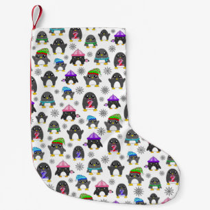 Meia De Natal Pequena Pinguins de Inverno