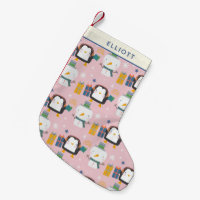 Pinguins de inverno e Snowman, cor-de-rosa, bonito