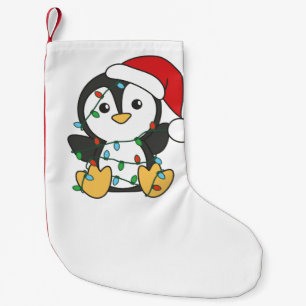 Meia De Natal Pequena Pinguins de Natal de Inverno Pinguins