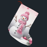 Meia De Natal Pequena Pink Christmas Snowman<br><div class="desc">Pink Christmas Snowman</div>