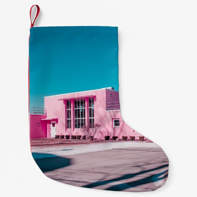 Meia De Natal Pequena Pink concrete building under clear blue sky (Frente)