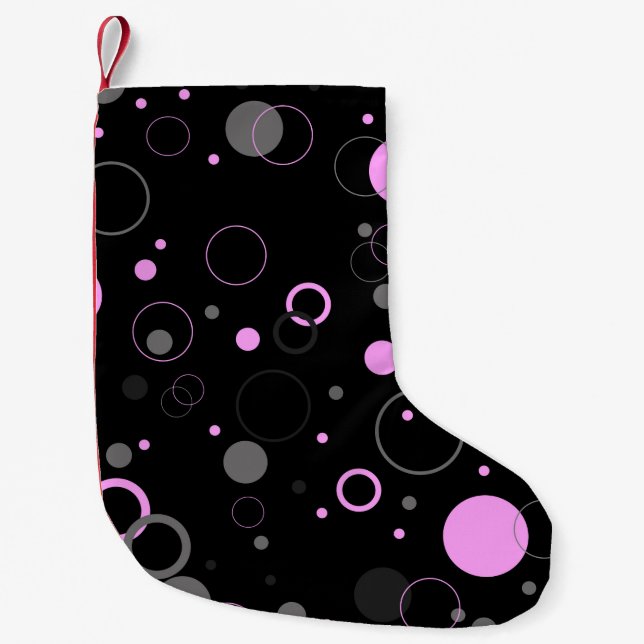 Meia De Natal Pequena Pink Gray abstract seamless pattern with circles.  (Frente)