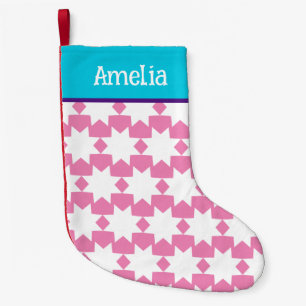 Meia De Natal Pequena Pink Perfection Customized Christmas Stocking (Per