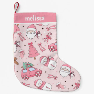 Meia De Natal Pequena Pink personalizado