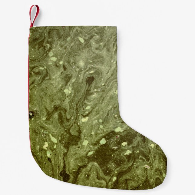 Meia De Natal Pequena Pintura abstrato verde (Frente)