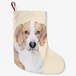 Meia De Natal Pequena Pintura Americana de Foxhound - Arte Cachorra Orig