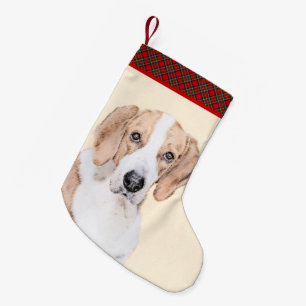 Meia De Natal Pequena Pintura Americana de Foxhound - Arte Cachorro Orig