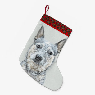 Meia De Natal Pequena Pintura Australiana de Cães de Gado - Arte Origin