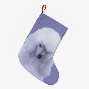 Meia De Natal Pequena Pintura Branca de Poodle Padrão - Arte Cão Origi