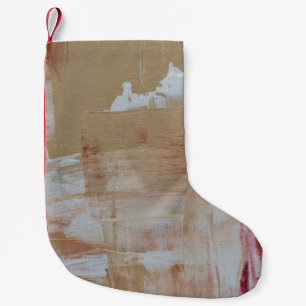 Meia De Natal Pequena Pintura de abstrato branco e castanho