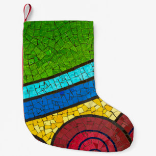 Meia De Natal Pequena Pintura de abstrato verde e vermelho