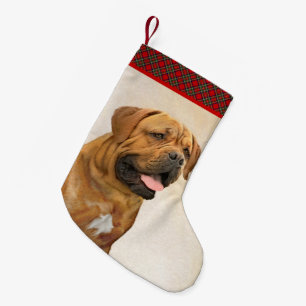 Meia De Natal Pequena Pintura de Cachorro de Bordéus - Arte Cachorra Ori