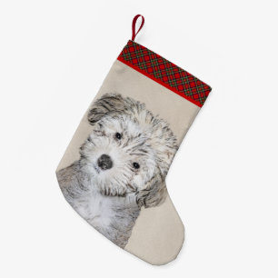 Meia De Natal Pequena Pintura De Cachorro Em Havanês - Arte De Cão Ori