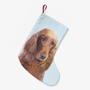 Meia De Natal Pequena Pintura de Cachorro Irlandês - Arte de Cachorro O