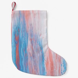 Meia De Natal Pequena Pintura de canvas rosa e azul