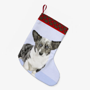 Meia De Natal Pequena Pintura de Cardigan Welsh Corgi - Arte Original pa