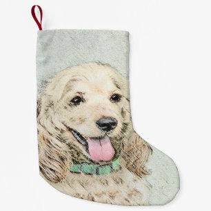 Meia De Natal Pequena Pintura de Cocker Spaniel Buff - Arte de Cão Origi
