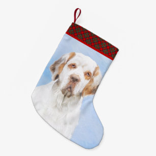 Meia De Natal Pequena Pintura de Espanhol Clumber - Arte de Cachorro Ori