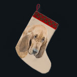 Meia De Natal Pequena Pintura de galhões - Arte de Cachorro Original<br><div class="desc">Retrato de cão de caça, pintura original. Especializamo-nos em arte original engraçada e engraçada. Comprar isto para si próprio ou como um presente excelente para os teus amigos amantes do Bloodhound. Seja criativo - clique em PERSONALIZAR para adicionar/remover/alterar texto, redimensionar a imagem, alterar as cores ou qualquer outra coisa que...</div>