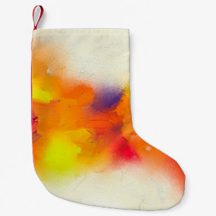 Meia De Natal Pequena pintura de óleo abstrato colorida na textura da ca