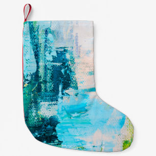 Meia De Natal Pequena Pintura de óleo desenhada à mão. fundo de abstrato