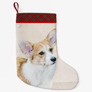 Meia De Natal Pequena Pintura de Pembroke Welsh Corgi - Arte Original pa