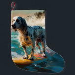 Meia De Natal Pequena Pintura de surf em lanterna inglesa setter Beach<br><div class="desc">Mergulhe no mundo lúdico da aventura canina com esta pintura cativante. Um cão espirituoso leva às ondas, cavalgando habilmente o surf numa praia beijada pelo sol. A vibrante trabalho de arte capta lindamente a essência do entusiasmo de praia enquanto o cachorro anda sem medo das ondas, incorporando o espírito de...</div>