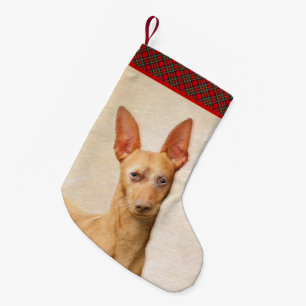 Meia De Natal Pequena Pintura do Cirneco dell’Etna - Arte Cão Origina