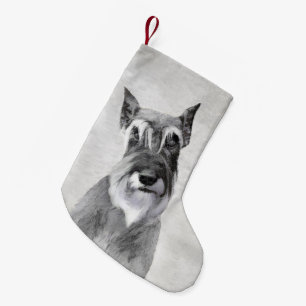 Meia De Natal Pequena Pintura do Schnauzer (Gigante) - Arte Canina