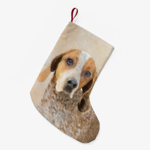 Meia De Natal Pequena Pintura em Coonhound Inglês Americano - Arte Cani