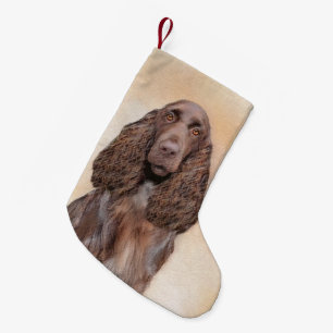 Meia De Natal Pequena Pintura em espanhol de campo - Arte de cachorro or
