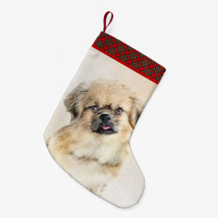 Meia De Natal Pequena Pintura em espanhol tibetano - Arte canina origina
