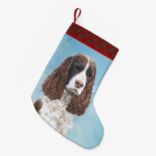 Meia De Natal Pequena Pintura em inglês Springer Spaniel original