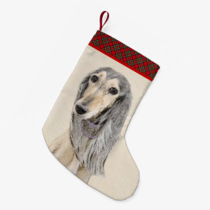 Meia De Natal Pequena Pintura em Saluki (Fawn) - Arte de Cachorro Origin