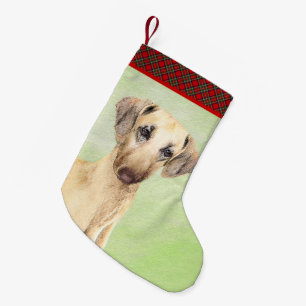 Meia De Natal Pequena Pintura em Sloughis - Arte Cão Original Bonita