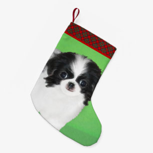 Meia De Natal Pequena Pintura Japonesa De Cachorro - Arte Original De C