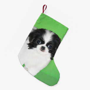 Meia De Natal Pequena Pintura Japonesa De Cachorro - Arte Original De C