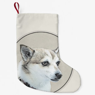 Meia De Natal Pequena Pintura Norueguesa de Lundehund - Arte Original pa