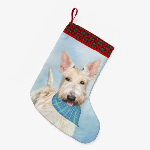 Meia De Natal Pequena Pintura Original de Cachorro Wheaten Terrier Escoc