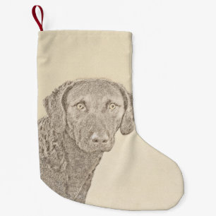 Meia De Natal Pequena Pintura Original para Cães na Baía de Chesapeake