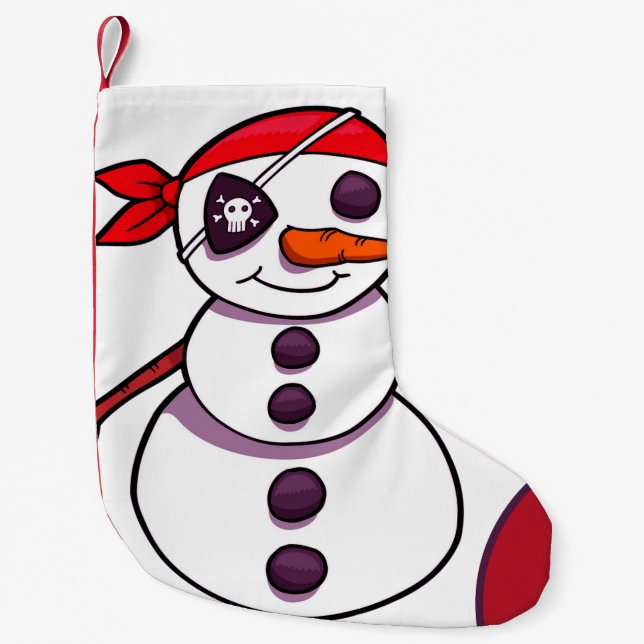Meia De Natal Pequena pirata snowman feliz Natal (Frente)