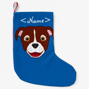Meia De Natal Pequena Pitbull vermelho enfrenta com chama branca