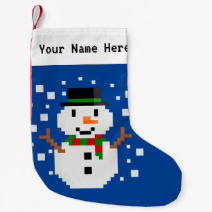 Meia De Natal Pequena Pixel Art SNOWMAN 4