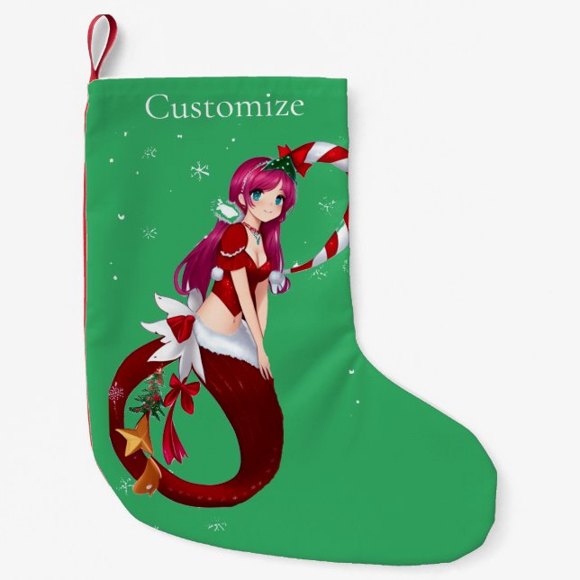 Meia De Natal Pequena Pixie Mermaid Thunder_Cove Natal (Frente)